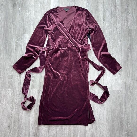 Velvet Long Sleeve Wrap Dress XS - Picture 2 of 4